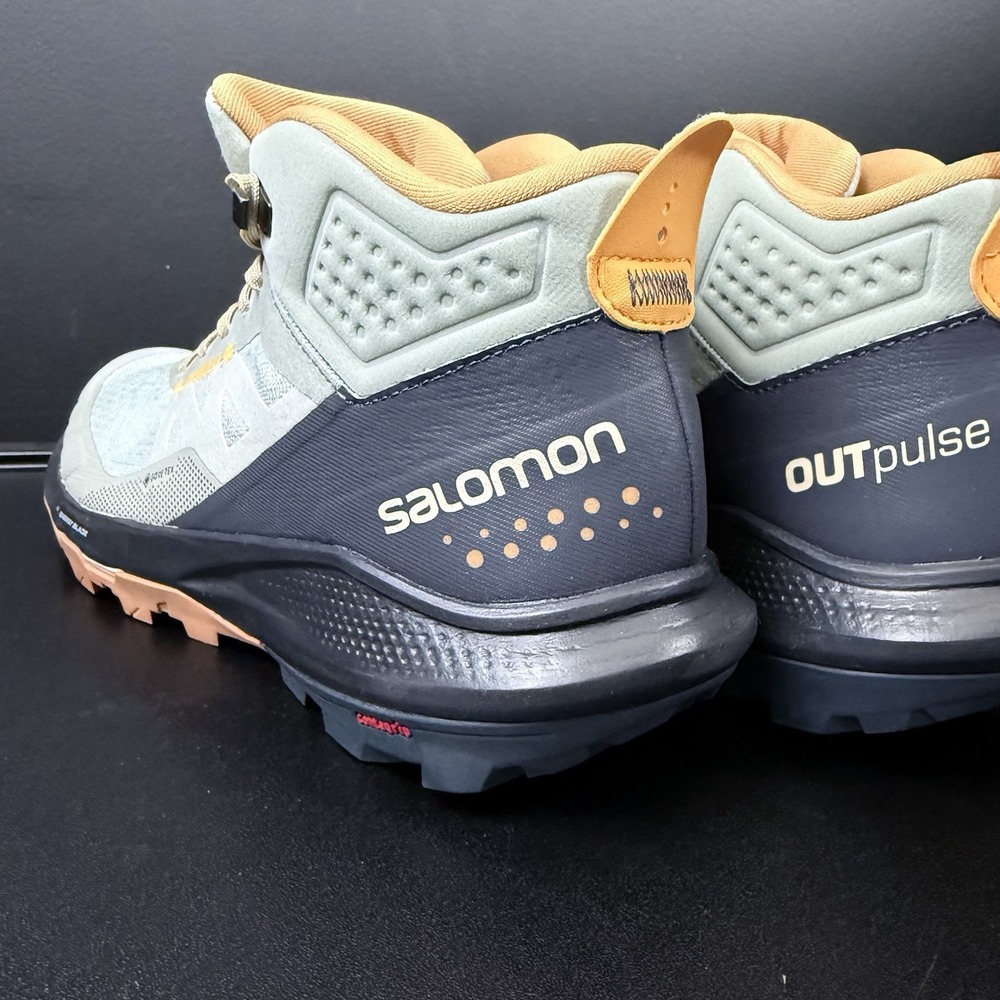 Salomon Hiking Boots Women's 7 Out Pulse Mid GTX Wrought Iron Ebony Orange Shoe - Picture 9 of 11